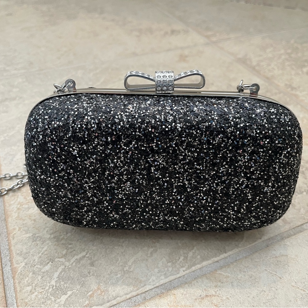 Elegant Black Glitter Clutch